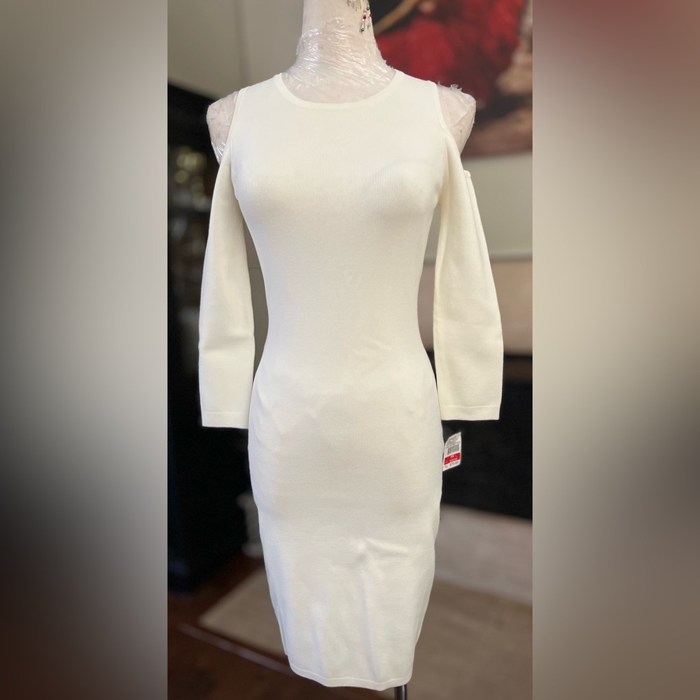 John + Jenn White Cold Shoulder Long Sleeve Dress